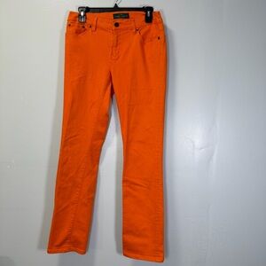 Lauren Ralph Lauren Vibrant Orange‎ Stretch Straight Jeans Sz 8